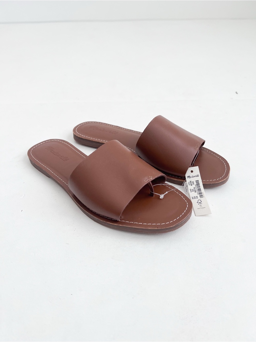 NWT Madewell Brown Leather Slide Sandals Size 7.5